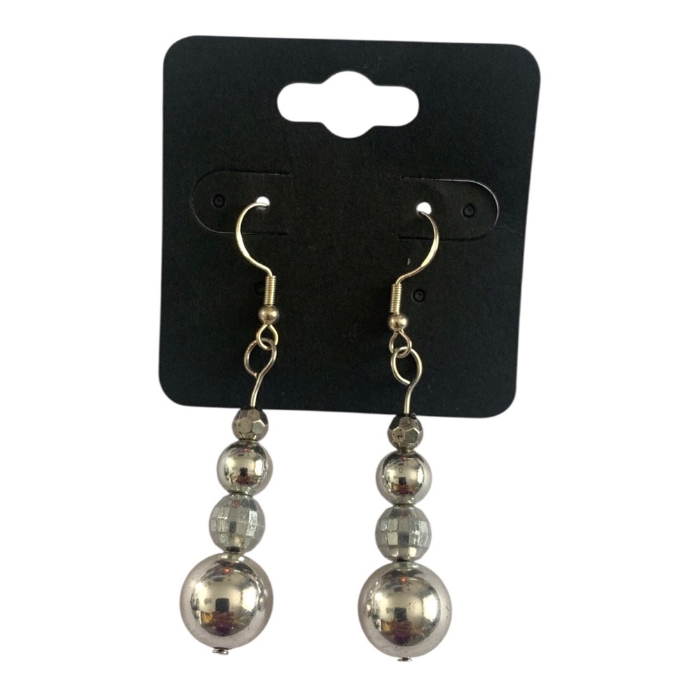 New Handmade Silver Beaded Drop Earrings - Women Jewelry